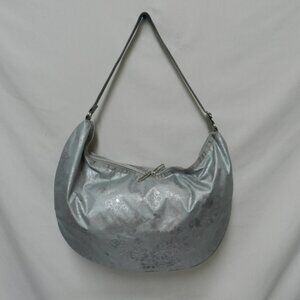 LeSportSac Sequin large Hobo bag purse zip top adjustable Expandable gray NEW